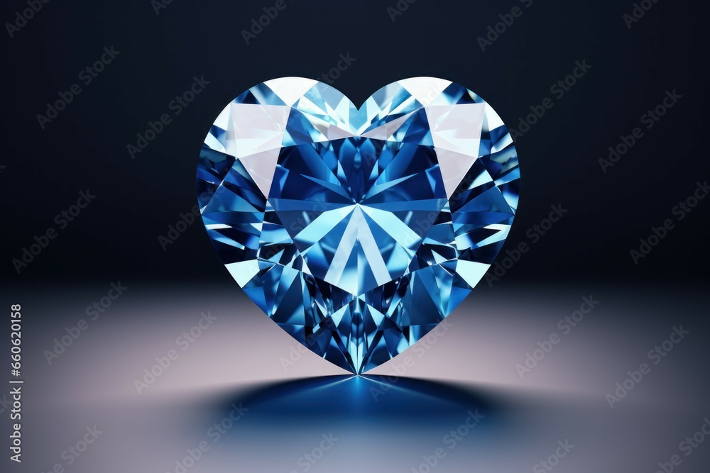 Flawless New heart shaped diamond. Carat gemstone. Generate Ai