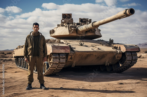 Middle Eastern soldier with NATO tank