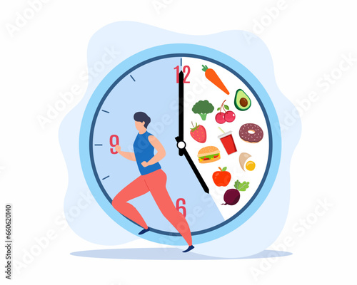 intermittent fasting Method of losing weight faster Healthy lifestyle and eating.