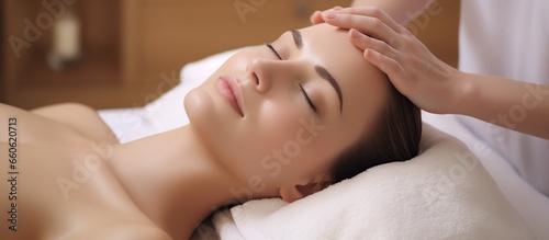 Beautiful woman doing facial massage