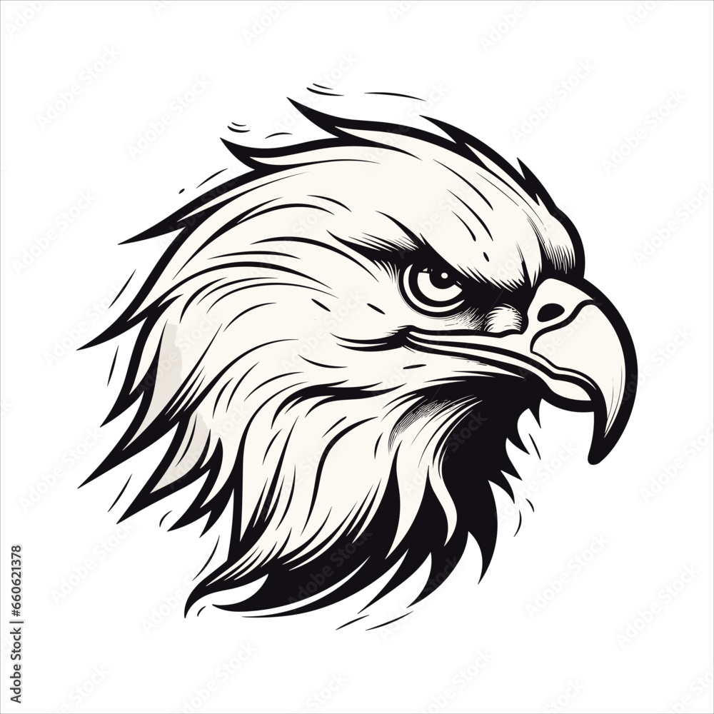 Obraz premium Minimalistic Eagle Cartoon Doodle Line Art