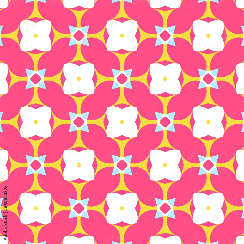 geometric Pink Seamless Pattern. background for Print on Textile, Wrapping Paper, Web Design and Social Media. Cute funny childish style. Cute abstract ornamental textures.