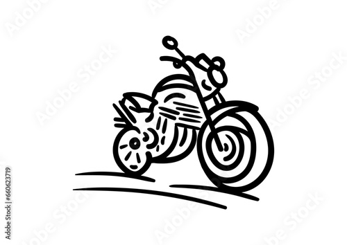 hand drawn motorcycle on white background. purple-magenta doodle motorcycle