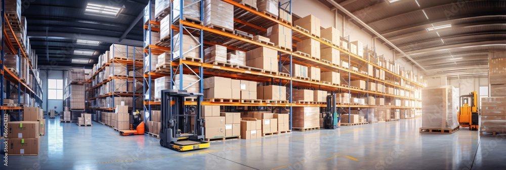 Warehouse or storehouse with rows of boxes on shelves. industrial background. Warehouse or storehouse with rows of boxes on shelves. industrial background.