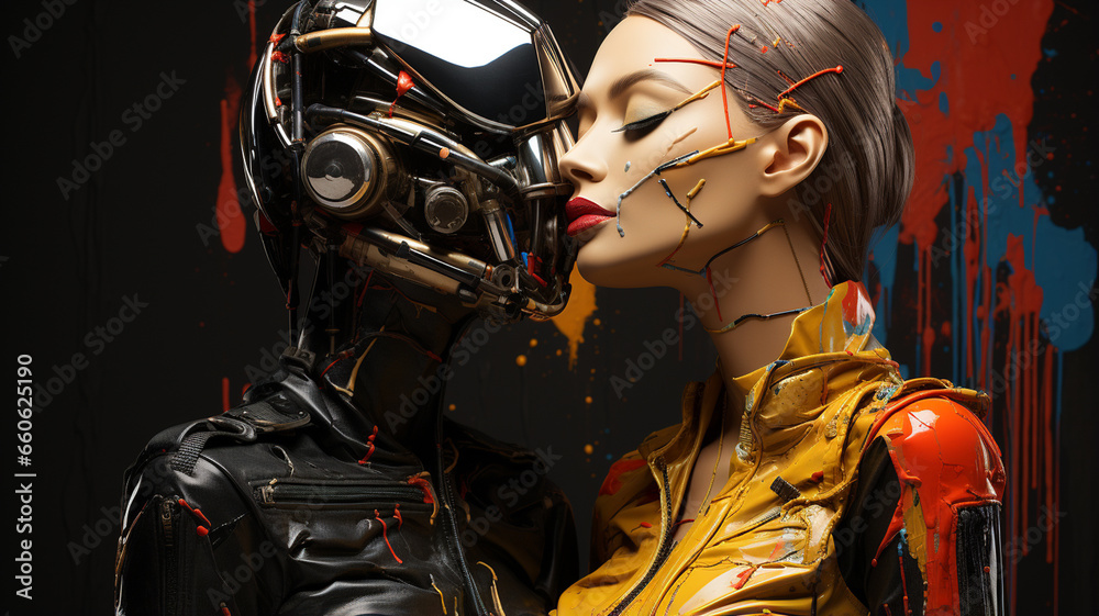 Cyborg women kissing Cyborg women kissing