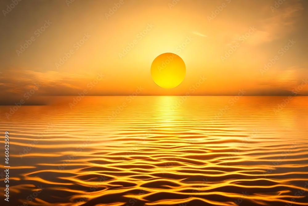a yellow sun on a sunrise horizon background.