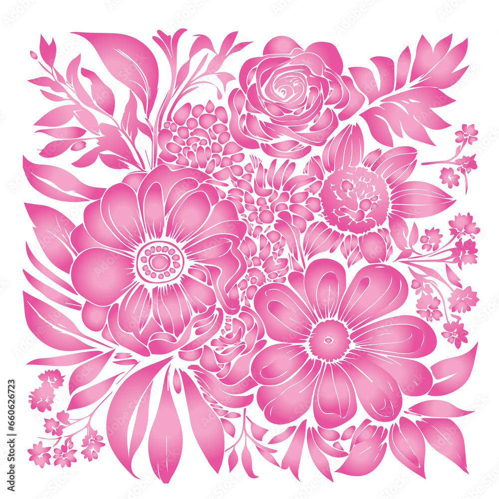 pink flower mosaic, flower bouquet, flower pattern