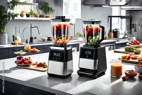 a smart blender with touch-screen controls. photo