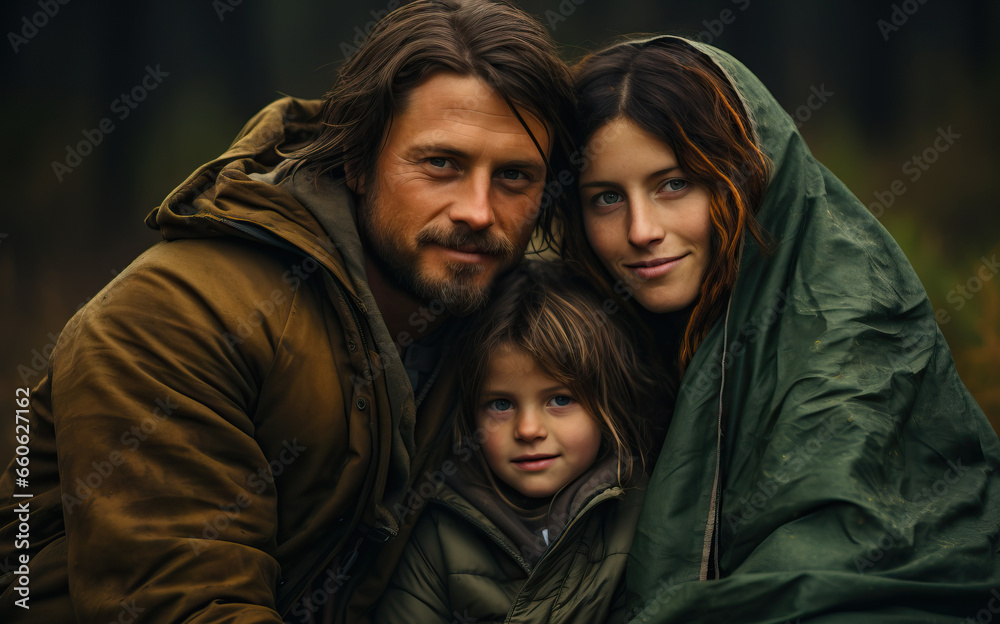 Family Embrace in Green Cloak Family Embrace in Green Cloak