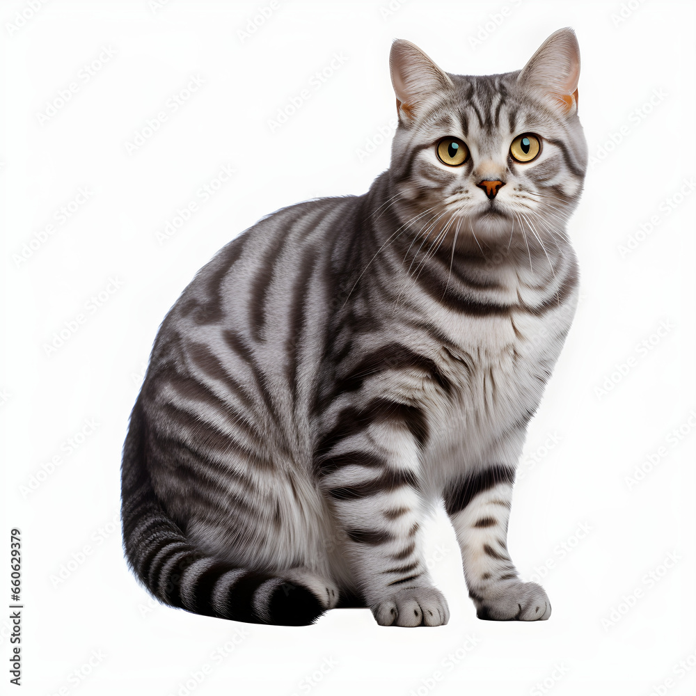 Fototapeta premium American Shorthair cat Design Elements Isolated Transparent Background Generative AI