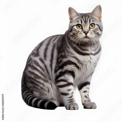 American Shorthair cat Design Elements Isolated Transparent Background Generative AI