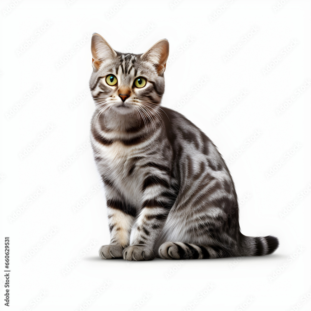 American Shorthair cat Design Elements Isolated Transparent Background  Generative AI