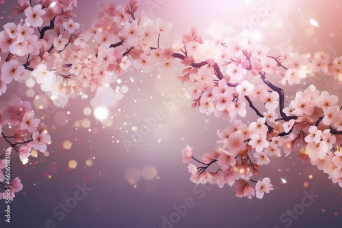 Sparkling abstract cherry blossom illustration. Generative AI