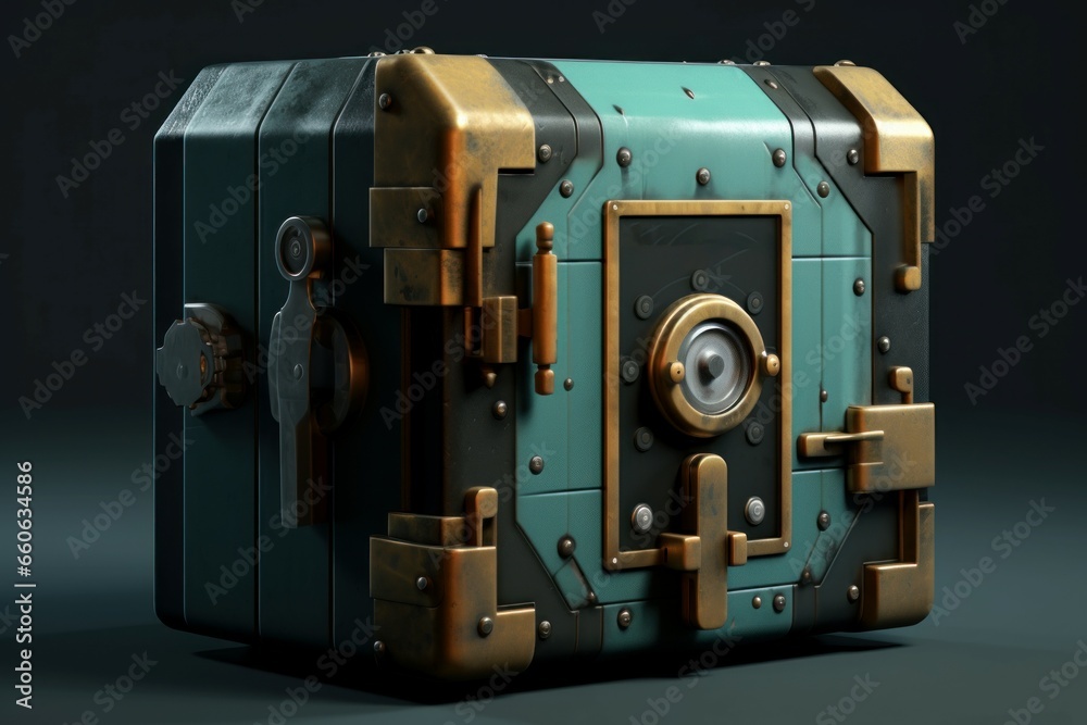 Durable Metallic safe box lock. Finance vault. Generate Ai Durable Metallic safe box lock. Finance vault. Generate Ai