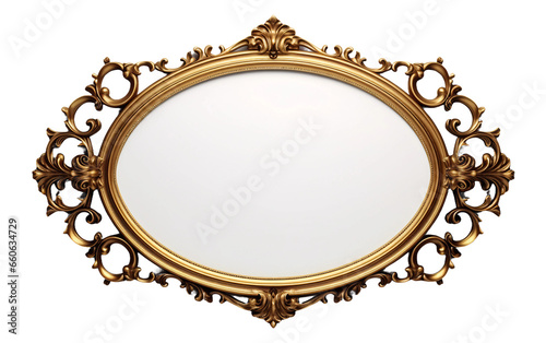 Vintage Gold Oval Picture Frame on Transparent background