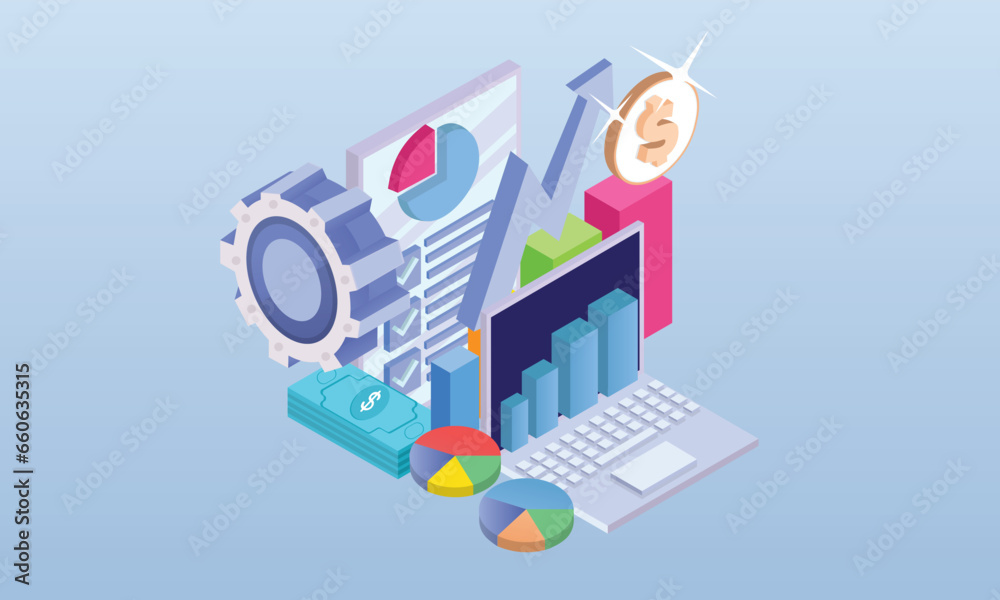 Financial Investment, Simple Financial Investment.on blue background.3D design.isometric vector design Illustration. Financial Investment, Simple Financial Investment.on blue background.3D design.isometric vector design Illustration.