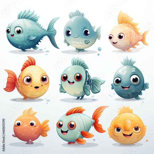 Chubby Aquatic Wonders: A Whimsical Game Icon Collection. Generative AI © Oana