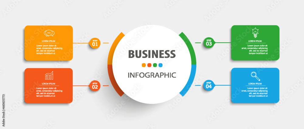 Infographic template with 4 options or steps. Infographic template with 4 options or steps.