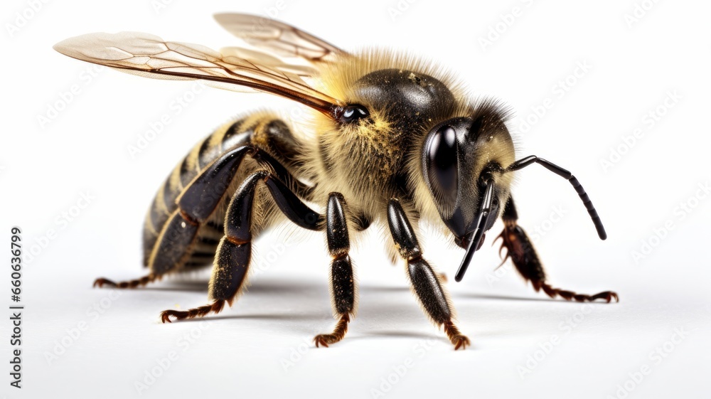 a bee is flying, isolated on transparent background, macro, generative AI a bee is flying, isolated on transparent background, macro, generative AI