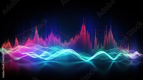 Colorful pawder explosion like Abstract Sound waves with Frequency audio waveform, Generative AI photo