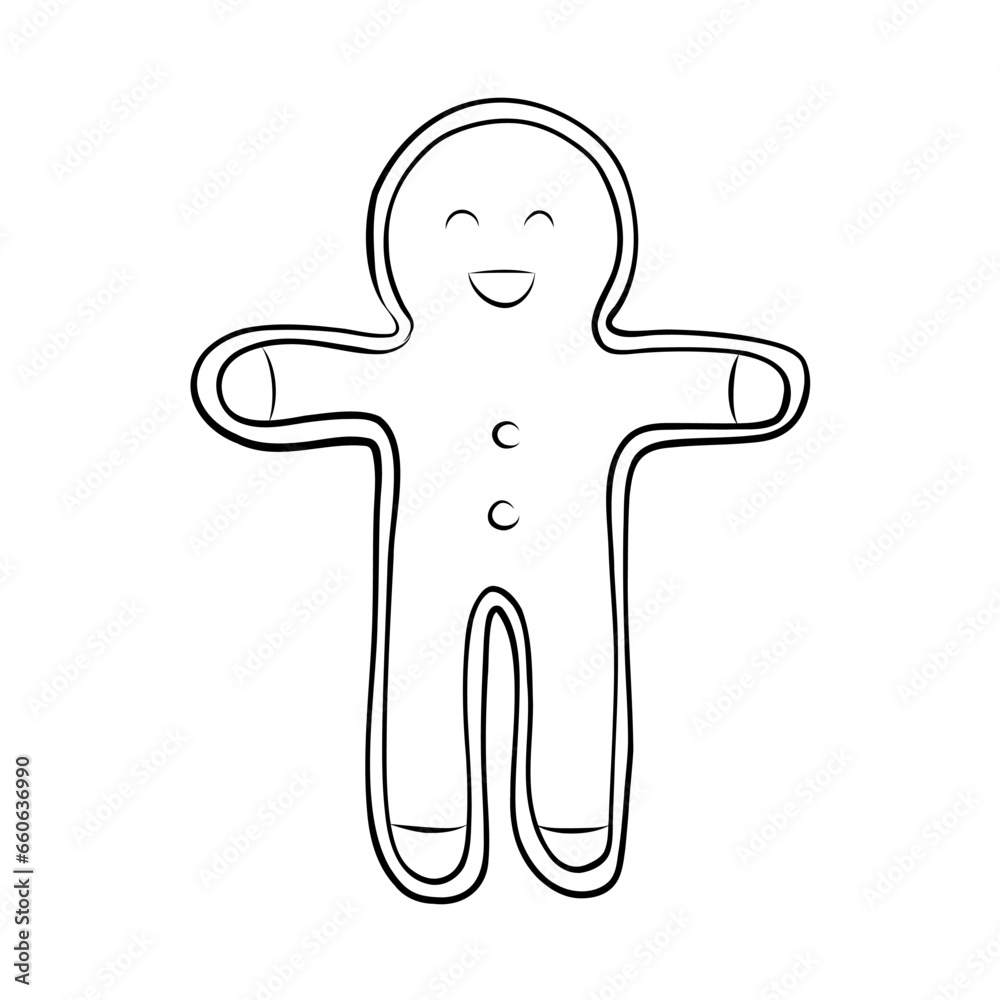 Simple Vector Illustration in Doodle Style Gingerbread. Simple Vector Illustration in Doodle Style Gingerbread.