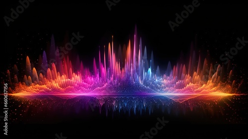 Colorful pawder explosion like Abstract Sound waves with Frequency audio waveform, Generative AI