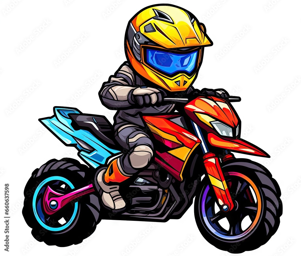  a person on a motorcycle with a helmet on and a helmet on.  generative ai