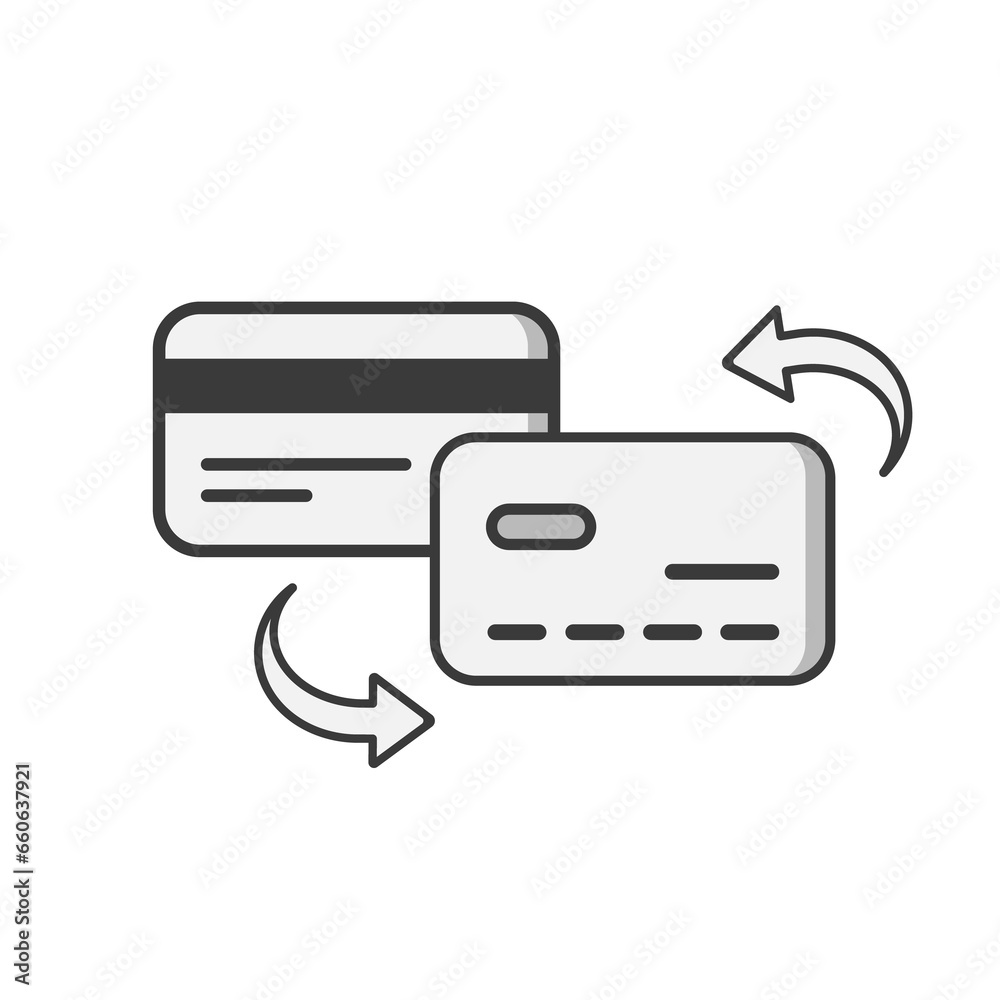 Credit Card Icon , two cards and arrow, transaction icon and illustration, card to card icon Credit Card Icon , two cards and arrow, transaction icon and illustration, card to card icon