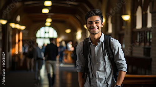Smiling Indian Student in University Hall: Youth and Education in India