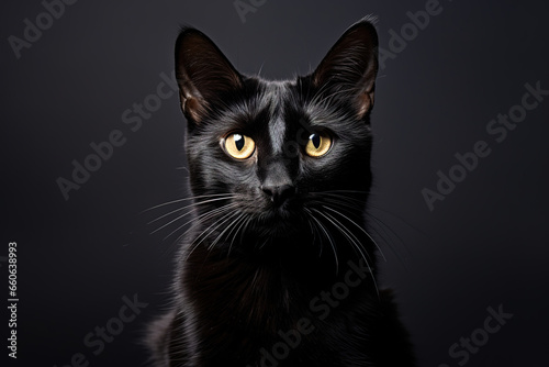 black cat looking straight ahead, generative ai 
