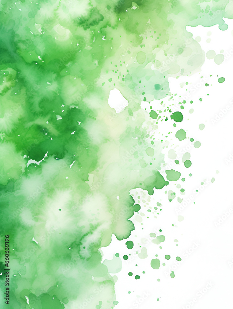 Dark green watercolor spot splash on white background