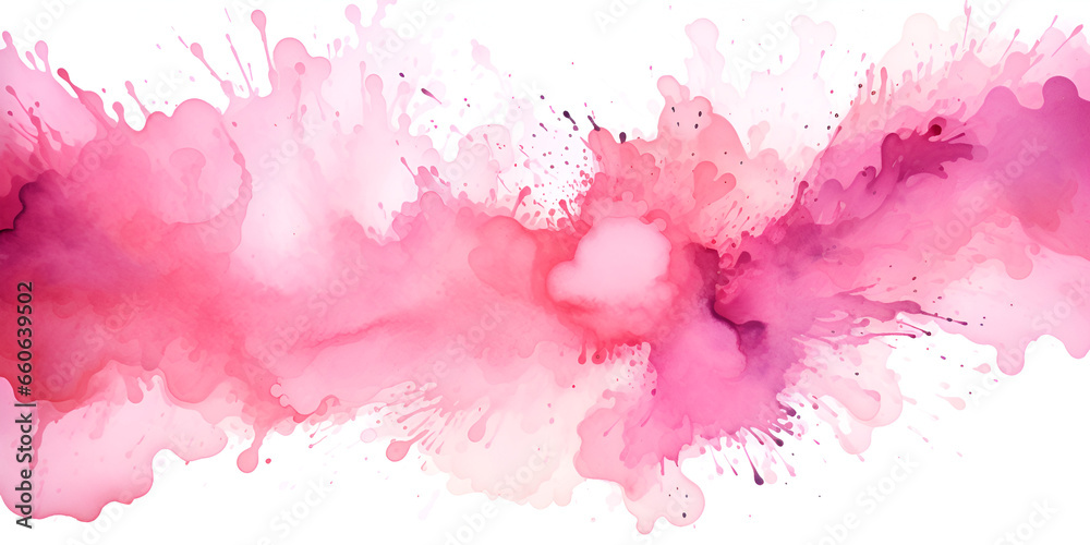 Pink watercolor spot splash on white background
