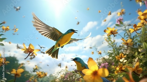 bird in the flowers