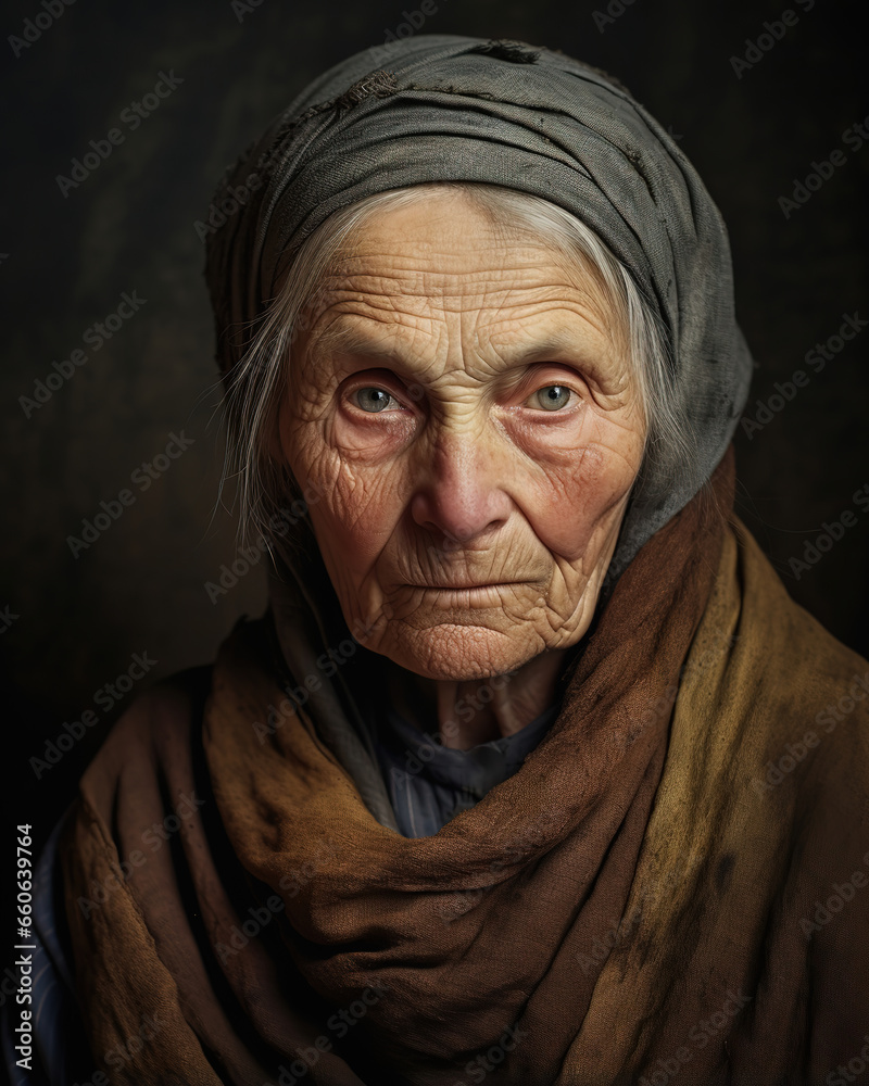 portrait of old peasant woman in old clothes, generative ai portrait of old peasant woman in old clothes, generative ai