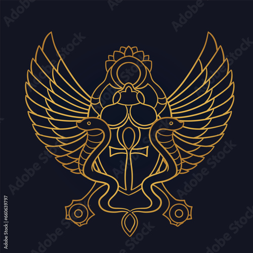 Pharaonic wings Egyptian and Khepri VECTOR