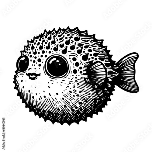 cute puffer fish sketch