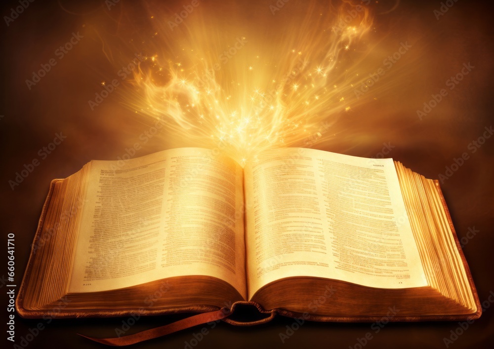 Fototapeta premium An open book emitting a radiant glow