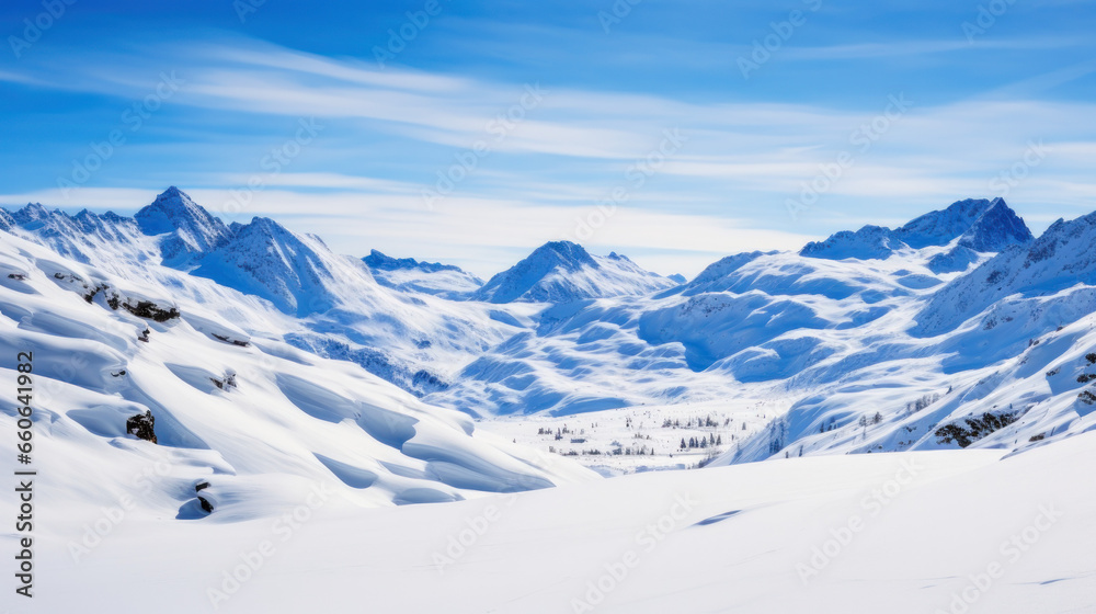 Snow-Blanketed Mountain Majesty: Winter's Serene Beauty in Alpine Wilderness. Generative AI Snow-Blanketed Mountain Majesty: Winter's Serene Beauty in Alpine Wilderness. Generative AI