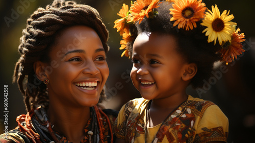 A joyful image of a mother and child, capturing the essence of maternal and child healthcare for all photo