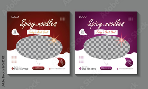 Delicious food menu social media post. Food social media banner design template. (ID: 660642919)