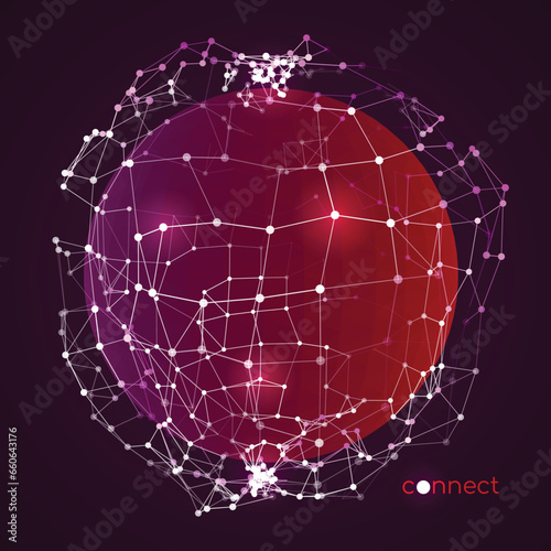 Digital plexus of glowing lines and dots. Futuristic digital background for Science and technology

