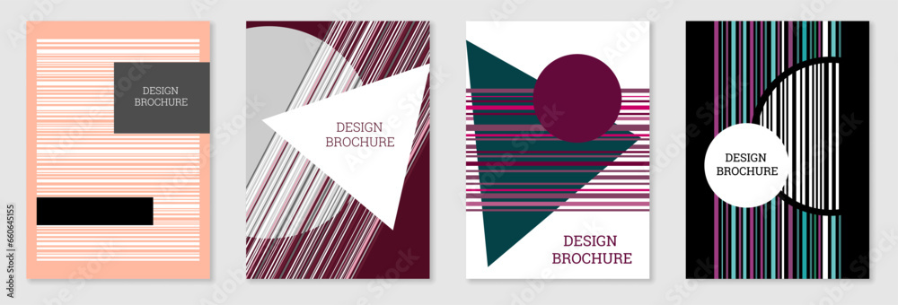 Set of cover design in Memphis style. Geometric design, abstract background. Fashionable bright cover, banner, poster, booklet. Creative colors. Set of cover design in Memphis style. Geometric design, abstract background. Fashionable bright cover, banner, poster, booklet. Creative colors.