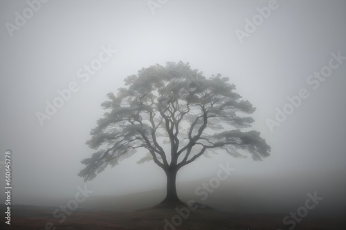 Amidst the Mist The Solitary Tree's Serenity - Generative AI Edition
