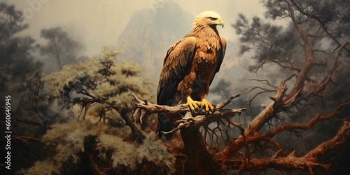 Bald Eagle Perched on a Tree Branch