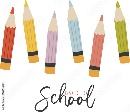 Pencils vector illustration, School vector, kids illustration, colored pencils isolated, baby element