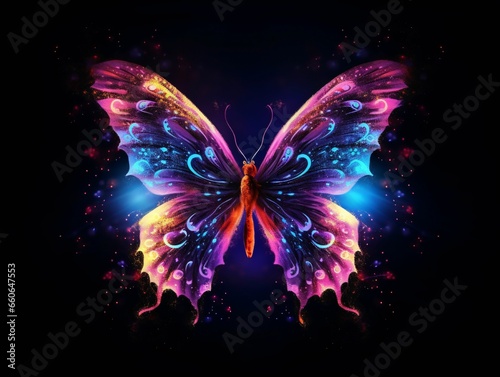 Beautiful Butterfly with Glowing Effect on Dark Background © Resdika