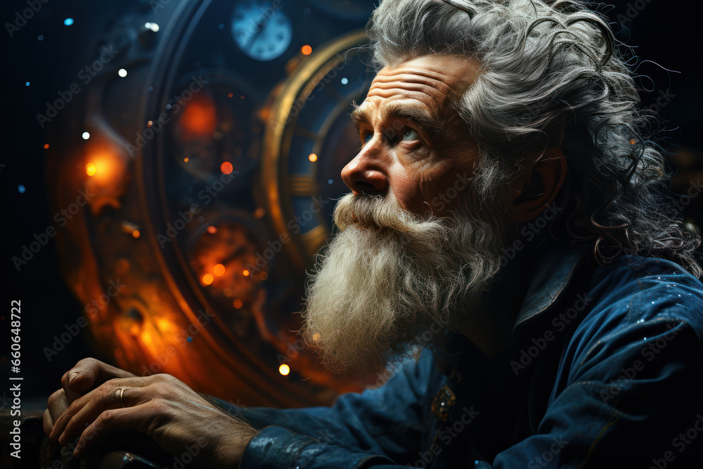 A philosopher deep in thought, pondering the mysteries of existence and the nature of reality. Concept of metaphysical inquiry. Generative Ai. A philosopher deep in thought, pondering the mysteries of existence and the nature of reality. Concept of metaphysical inquiry. Generative Ai.
