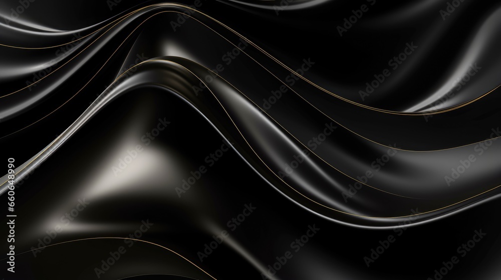 Black waves abstract background design. Black Friday Sale concept. Modern premium wavy texture for banner, business backdrop. Luxurious shiny elegant wave illustration. Black waves abstract background design. Black Friday Sale concept. Modern premium wavy texture for banner, business backdrop. Luxurious shiny elegant wave illustration.