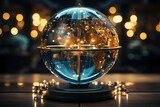 A globe with interconnected arrows, symbolizing global progress and cooperation for a better future. Concept of global unity. Generative Ai.