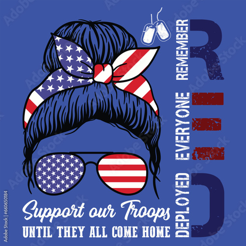 On Friday We Wear Red Military Support Troops Red Flag Gift T-Shirt
